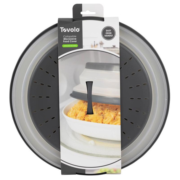 Tovolo Microwave Collapsible Food Cover Large – Gray and White Silicone Kitchen Gadget