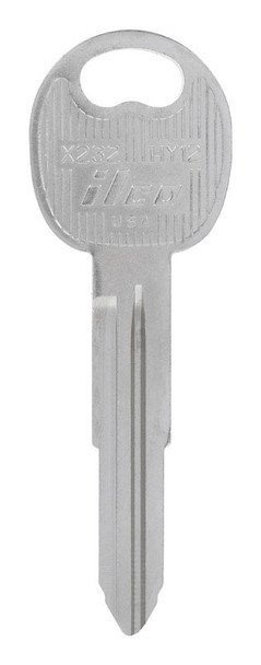 Hillman Hyundai HY-12 Key Blank – Brass Double-Sided Traditional Automotive Key in Silver