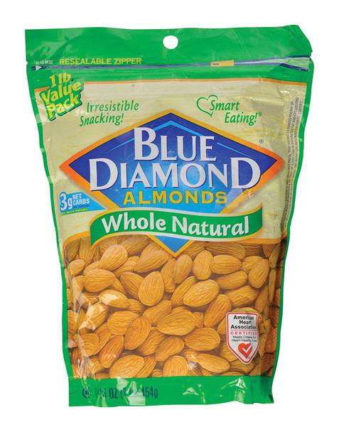 Blue Diamond Whole Natural Almonds 16 oz Bag
