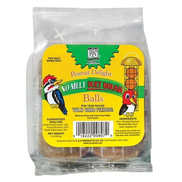 C&S Products Peanut Delight Dough Bird Food - 1.05 lb Suet Balls for All Wild Birds