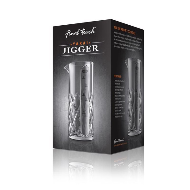 Final Touch Glass Jigger with 3.4 oz Capacity – Clear Barware for Precise Mixology
