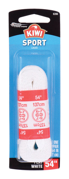 Kiwi Sport White 54-Inch Shoe Laces for Athletic and Casual Footwear