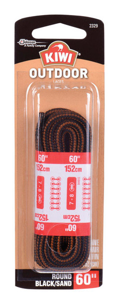 Kiwi Outdoor Boot Laces Black and Sand 60 inches - Durable Shoe Accessories
