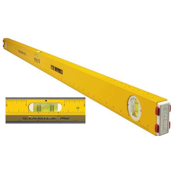 STABILA Measuring Stick Level 48-Inch Aluminum Box Frame Level with 3 Vials