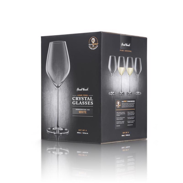 Final Touch White Wine Glass Set - 14.8 oz Clear Glassware, Dishwasher Safe (4 Pieces)