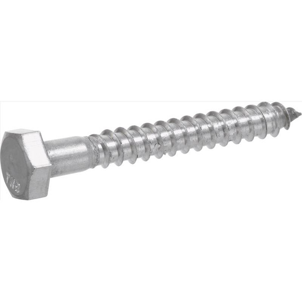 Hillman 1/4 Inch Steel Lag Screw with Hex Head, 2 Inch Length (Box of 50)