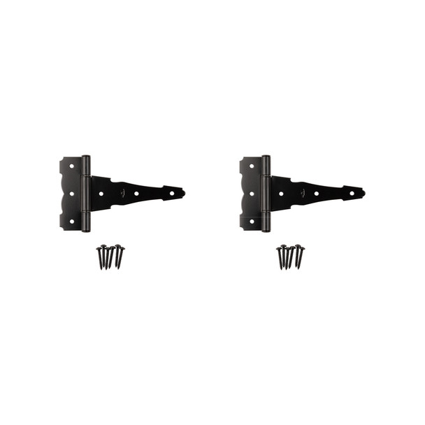 National Hardware N881-912 Ornamental Reversible T-Hinge, 6-Inch Black Finish