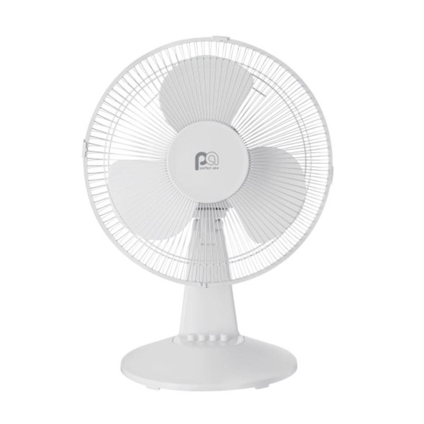 Perfect Aire 1PAFD12 Oscillating Table Fan – 12-Inch Blade, 3-Speed Electric Fan with Remote Control (White)