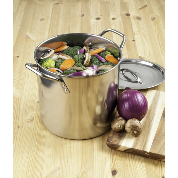 McSunley 16 Quart Stainless Steel Stock Pot with Heat-Resistant Handles