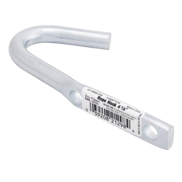 Hampton Rope Binding Hook, 0.8125 inch Diameter, Zinc-Plated Steel, 4.875 inch Length