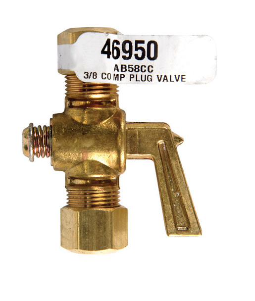 JMF Company 3/8 x 3/8 Brass Plug Valve for Compression Fittings