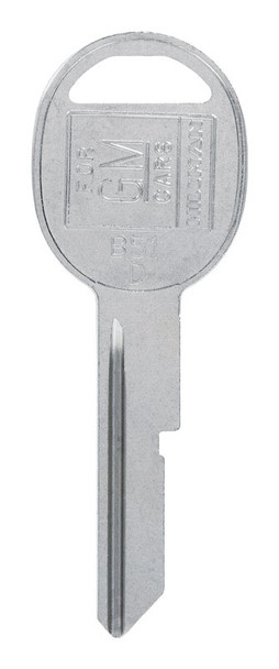 Hillman GM B-51 Brass Automotive Key Blank – Traditional Single-Side Silver Key for GM Vehicles
