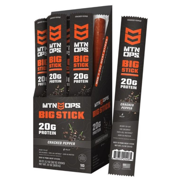 MTN OPS Cracked Pepper Meat Sticks - 2.2 oz Pack of 10