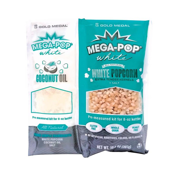 Gold Medal Mega-Pop White Popcorn Kit – 10.6 oz Pouch for Homemade Movie Snacks