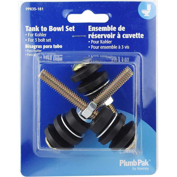Plumb Pak PP835-181 Black Brass Tank to Bowl Bolts for Kohler Toilets