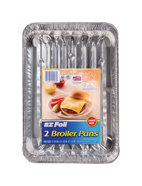 Hefty EZ Foil Super Broiler Pan Set with Lid - Durable Aluminum Bakeware, Pack of 2
