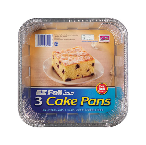 Hefty EZ Foil Aluminum Cake Pan Set, 8-Inch, Pack of 3