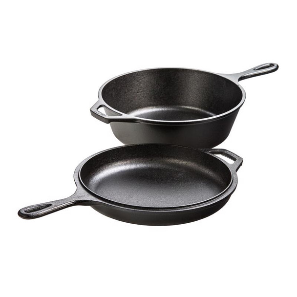 Lodge Logic 3.2 Quart Cast Iron Skillet Set with Handles - Black