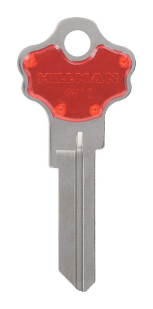 Hillman Key Blank in Red and Silver - Model 86233, House/Office Brass Traditional Key