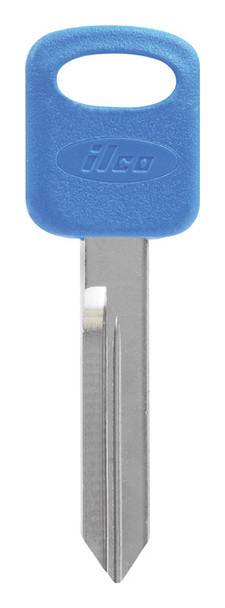 Hillman Key Blank with Brass Key Blade and Blue/Silver Plastic Head – Model H-75