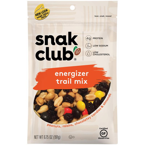 Snak Club Trail Mix Energizer 6.75 oz Bag - Nut and Fruit Snack Mix