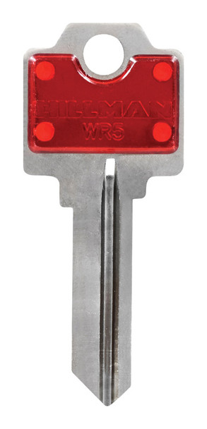 Hillman Key Blank in Red with Brass Head - Traditional House/Office Key, Model 86246