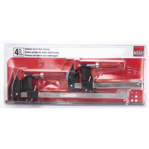 Bessey GSCC4PK-C Clutch Bar Clamp Set, 4-Piece
