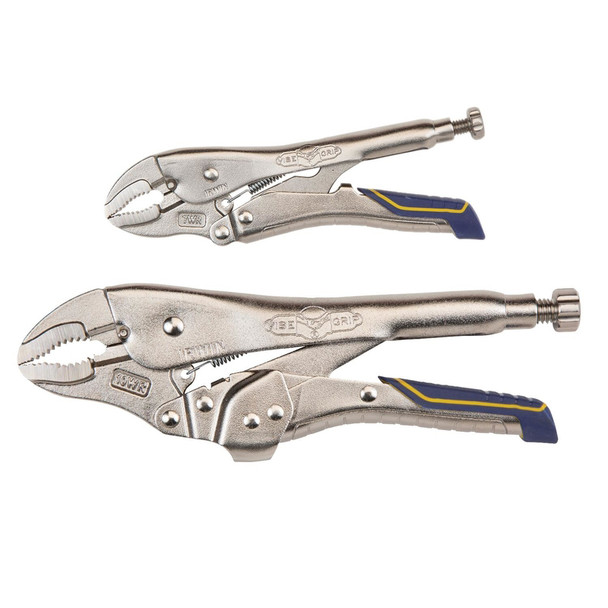 Irwin Vise-Grip Curved Pliers Set – Locking Metal Pliers with Comfort Grip, 2 Pack