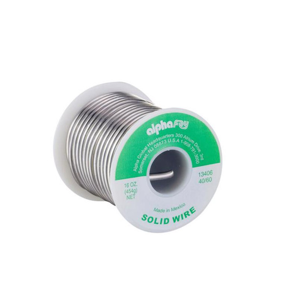 Alpha Metals AM13406 40/60 Tin-Lead Solid Wire Solder - 0.13 Inch Diameter, 16 Inches Long, Ideal for Electrical and Tinning Applications