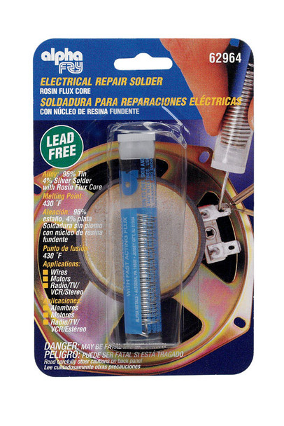 Alpha Fry No Lead Rosin Solder 1/2 Inch - High-Quality Tin/Silver Alloy for Electrical Repairs