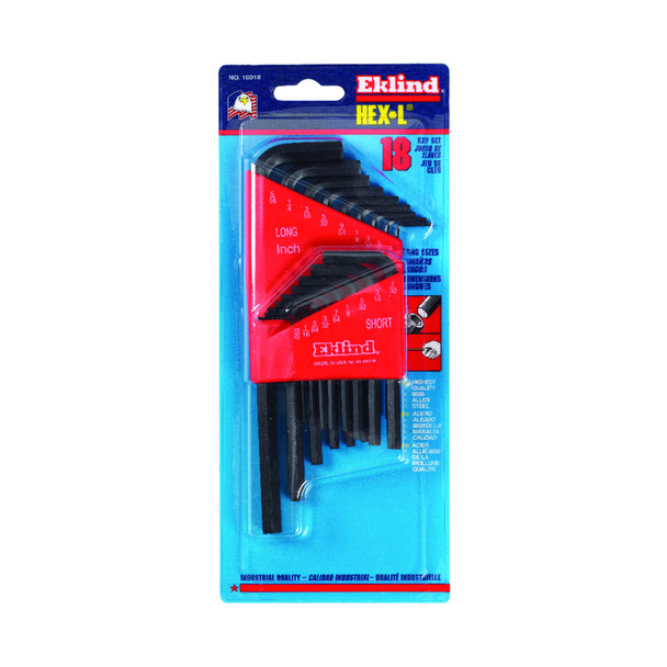 Eklind HEX Key Set 18-Piece Combo with SAE Sizes and Long/Short Arm Handles