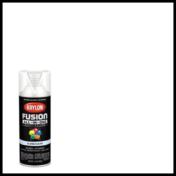 Krylon Fusion All-In-One Clear Spray Paint - 12 oz Premium Gloss Finish for Indoor and Outdoor Use