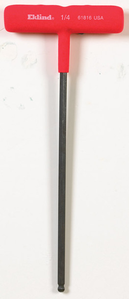 Eklind Power-T 1/4 inch Ball End Hex Key, 9-inch T-Handle, SAE, Alloy Steel, Red