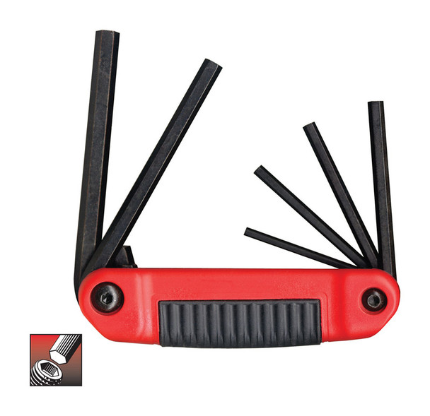 Eklind Tools Ergo-Fold Hex Key Set 5/32 to 3/8 Inch, 6-Piece, Red Handle
