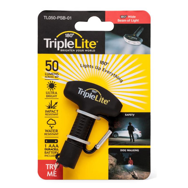 TripleLite TL050-PSB-01 LED Flashlight with Waterproof Design and 50 Lumens, Black