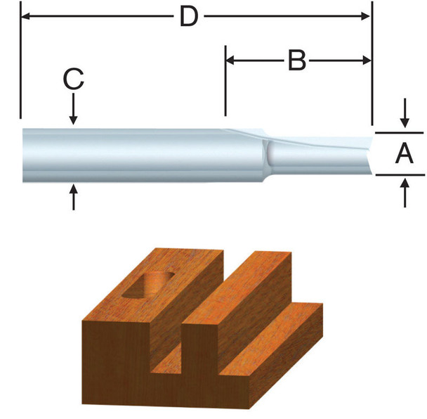 Vermont American Router Bit 1/2-inch Straight 2-Flute Carbide Tipped with 1-1/4-inch Radius and 1-inch Cutting Length