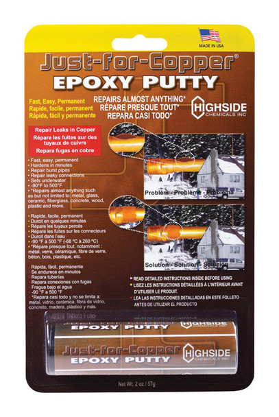 Highside Chemicals Epoxy 2oz Amber Putty for Copper, Brass, and Bronze Repairs