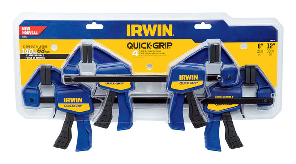 Irwin Mini Bar Clamp 6 & 12 Inches 4-Pack – Quick-Grip, Resin Construction, 140 lbs Clamping Force