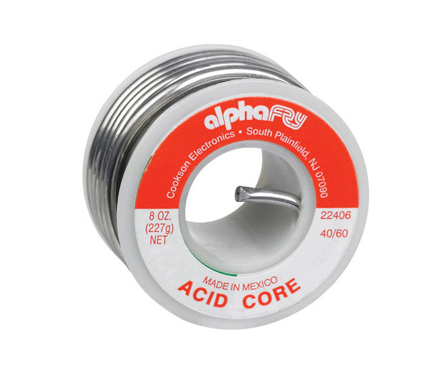 Alpha Fry 22406 40/60 Acid Core Solder Wire - 0.125 inch Diameter, Tin-Lead Alloy for Electrical Applications