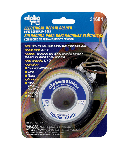 Alpha Fry Solder Rosin Core 60/40 - Repair Solder for Electrical Applications