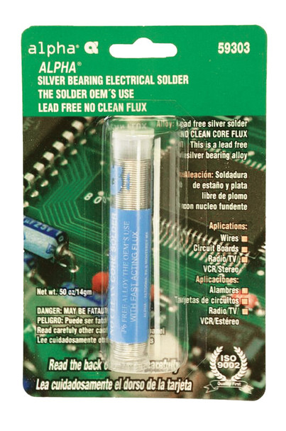 Alpha Fry AM59303 Flux Core Solder - No Clean, 0.5 oz, Lead-Free for Electrical Use