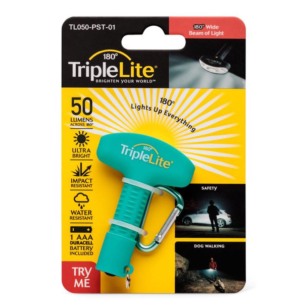 TripleLite TL050-PST-01 LED Flashlight with Waterproof Teal Casing, 50 Lumens, AAA Battery Included