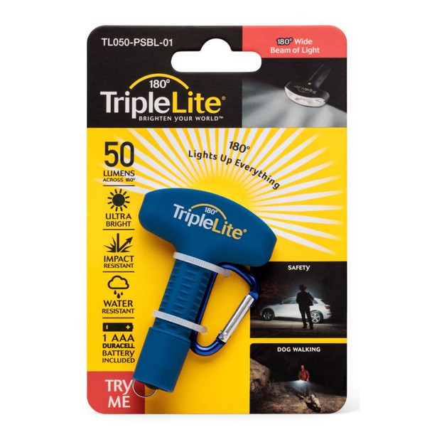 TripleLite TL050-PSBL-02 LED Flashlight with Waterproof Design, 50 Lumens, Blue