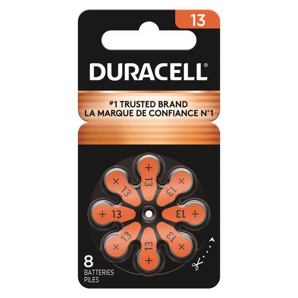 Duracell HAZA13-8 Hearing Aid Batteries – Pack of 8 Zinc Air 1.5V Cells