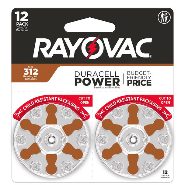 Rayovac Hearing Aid Battery 312 – Non-Rechargeable Zinc Air Power for Hearing Aids