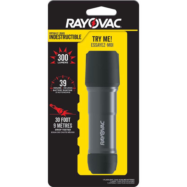 Rayovac Workhorse Pro LED Flashlight with AAA Batteries, 300 Lumens, Waterproof, Impact Resistant, Black
