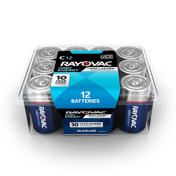 Rayovac High Energy C Battery 12-Pack - Long-lasting Alkaline Power for Household Devices