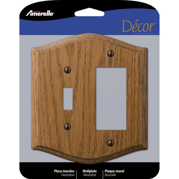 Amerelle Country Series 2-Gang Brown Oak Wall Plate - Decorative Square Toggle Switch Cover