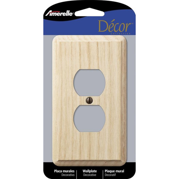 Amerelle Wood Wall Plate 1-Gang Beige Unfinished for Electrical Outlets and Switches