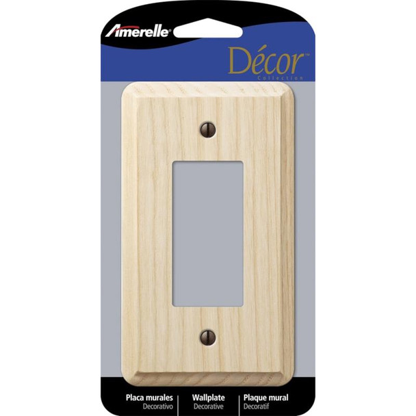 Amerelle 401R Beige Wood Wall Plate - Single Gang Decorator Style